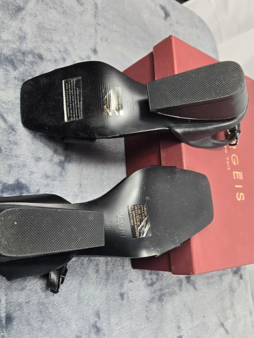 Torgeis Black leather wedged heel sandle
